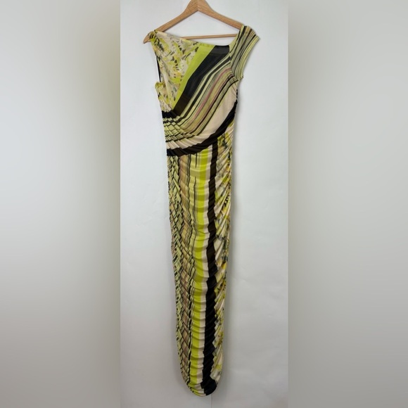 AFRM Biona Long Dress Wing Stripe Mesh Rushed - Picture 6 of 9